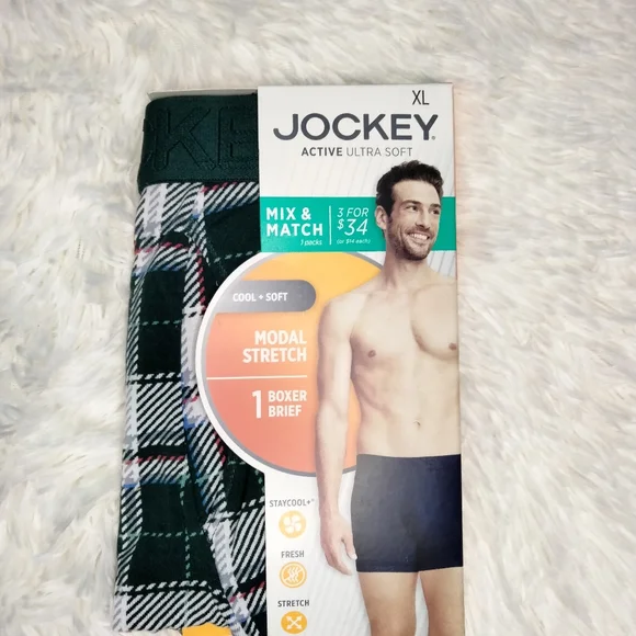 Jockey Active Stretch Mens 3 Pack Boxer Briefs